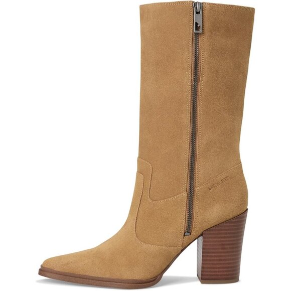 NWB $225 Franco Sarto Suede Jaxon Mid Shaft Boots Western Camel Brown Tan Sz 8.5 - Picture 6 of 9